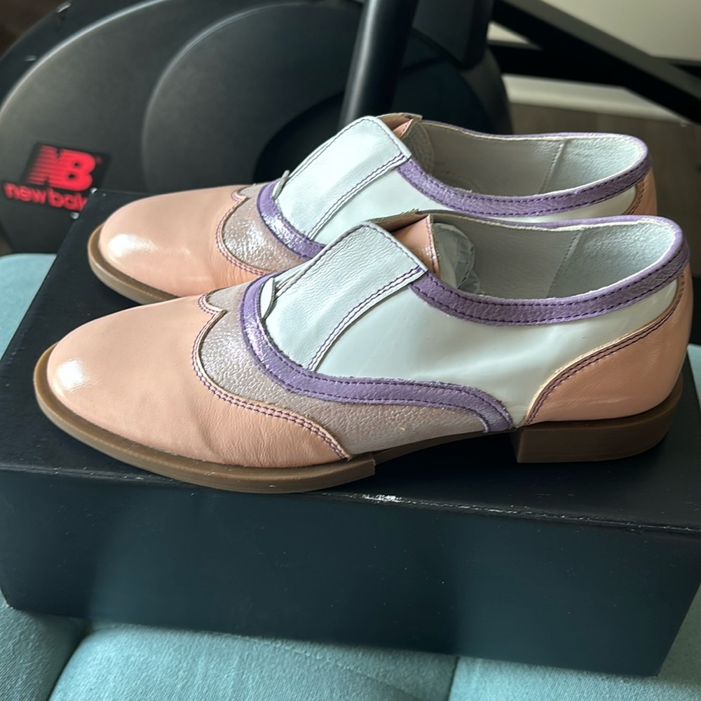 Girotti custom Italian shoes pink white lavender leather size 38 women’s